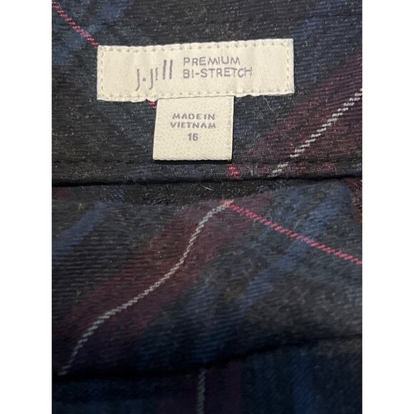 J.Jill Premium Bi-Stretch Plaid Pants Size 16 Blue & Red Crop Work - Picture 2 of 7
